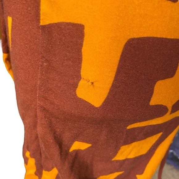 Isabel Marant Flessy Print Wrap Dress Crew Neck Cap Sleeve Orange Dark Brown XL - Picture 4 of 16